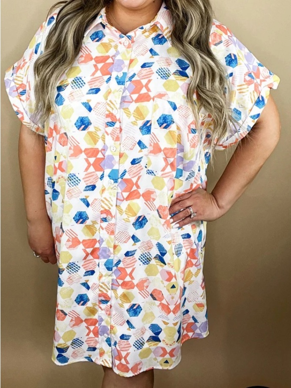 Entro Multicolor Geometric Print Dress